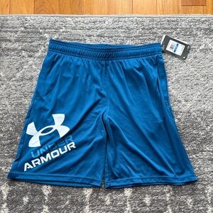 NWT New Under Armour Boy’s Blue Athletic Shorts YXL